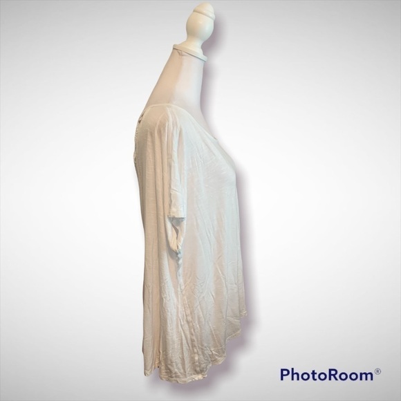 Lane Bryant White Crochet Back Tunic Top Plus Size 18/20 Rayon Slub Knit - Picture 3 of 6